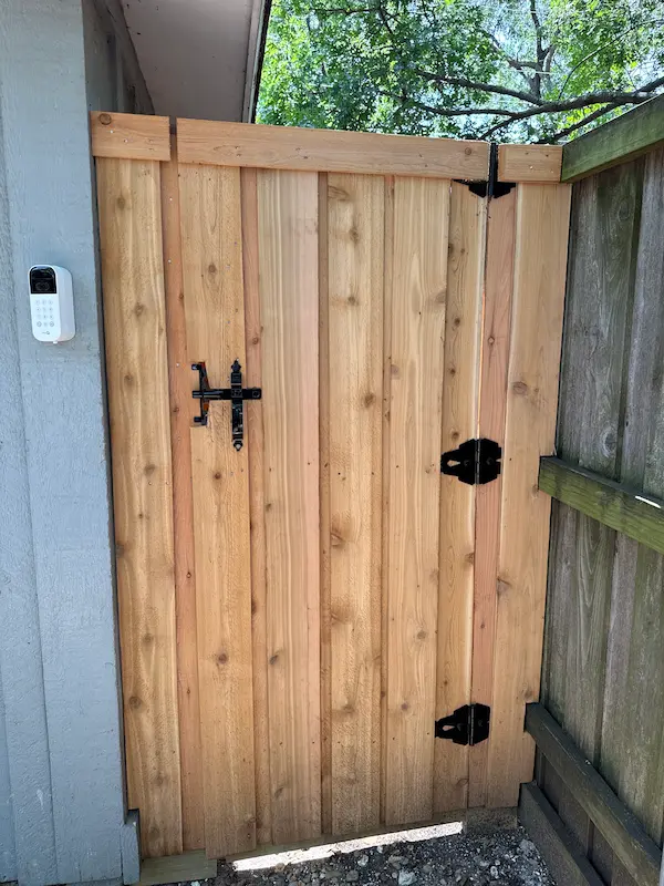 Custom Cedar Side Gate completed by Rowley Fence in Fort Worth